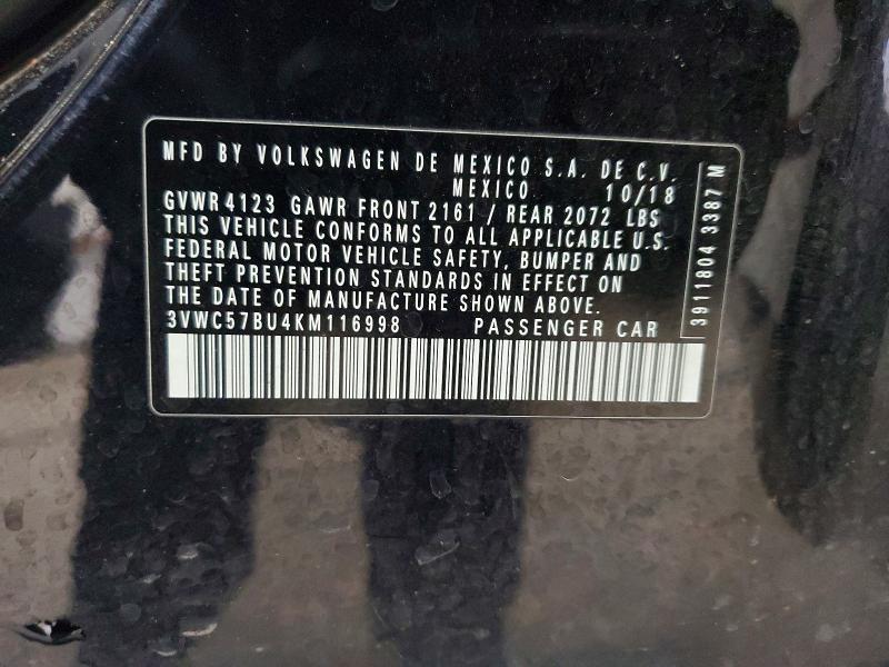 Продаж на аукціоні авто 2019 Volkswagen Jetta, vin: 3VWC57BU4KM116998, номер лоту: 52967116