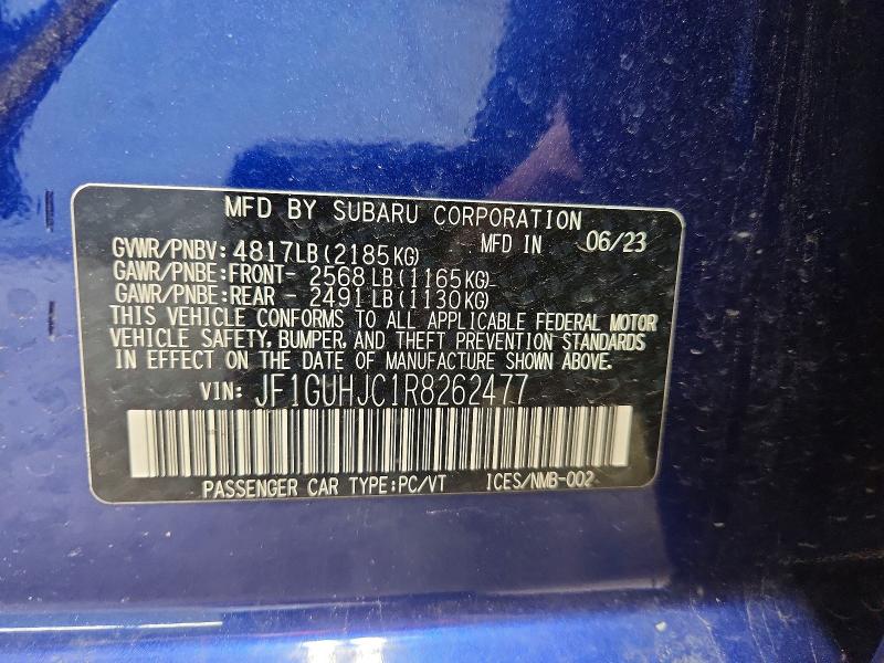 52681476 :رقم المزاد ، JF1GUHJC1R8262477 vin ، 2024 Subaru Impreza مزاد بيع