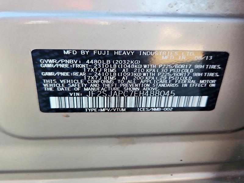 Aukcja sprzedaży 2014 Subaru Forester, vin: JF2SJAPC7EH488045, numer aukcji: 52166546