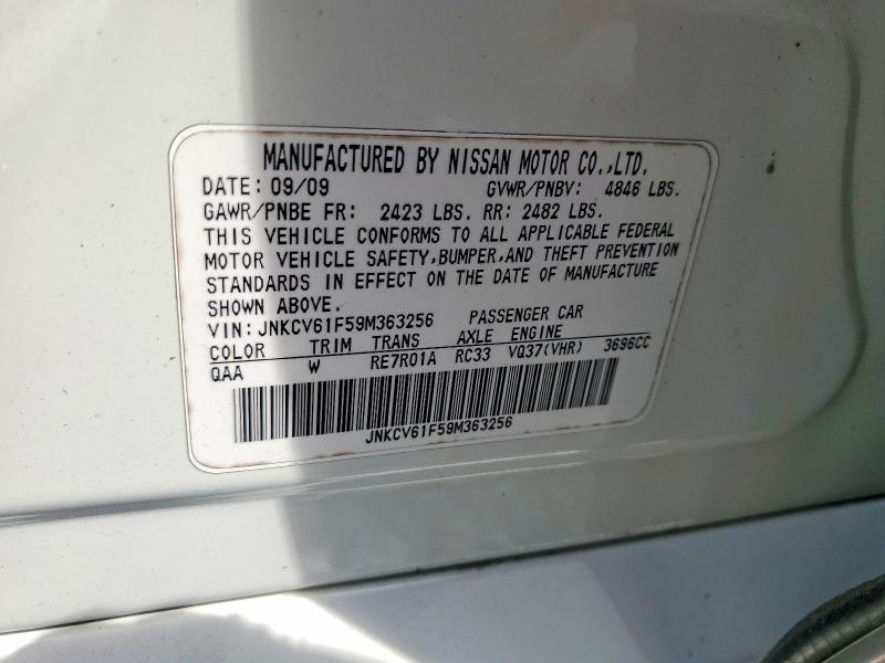 Aukcja sprzedaży 2009 Infiniti G37 Sedan, vin: JNKCV61F59M363256, numer aukcji: 53540696