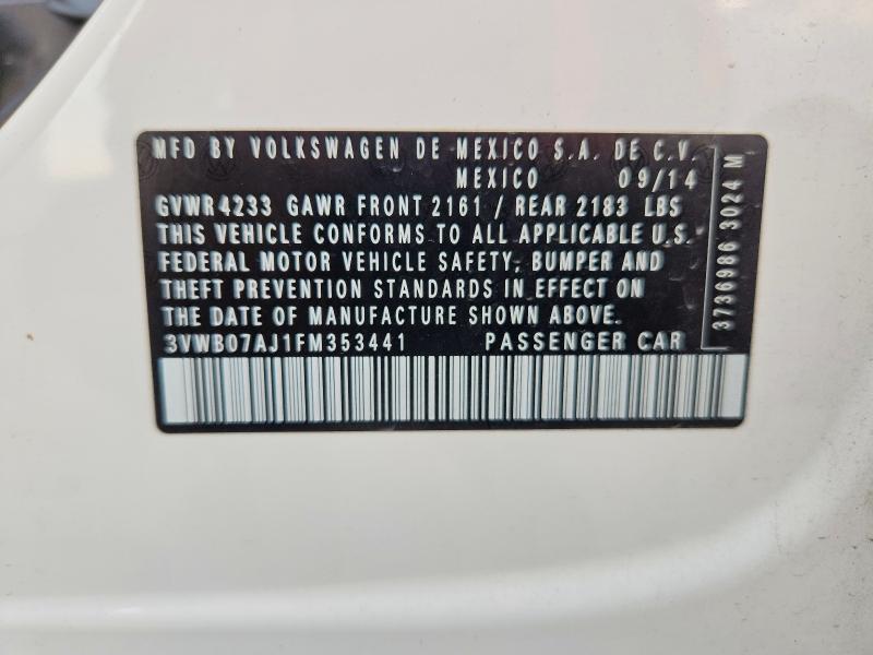 Aukcja sprzedaży 2015 Volkswagen Jetta, vin: 3VWB07AJ1FM353441, numer aukcji: 54872336