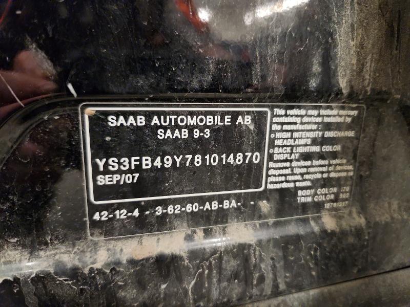 Продажа на аукционе авто 2008 Saab 9-3, vin: YS3FB49Y781014870, номер лота: 55099266