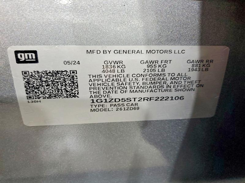 53410126 :رقم المزاد ، 1G1ZD5ST2RF222106 vin ، 2024 Chevrolet Malibu مزاد بيع