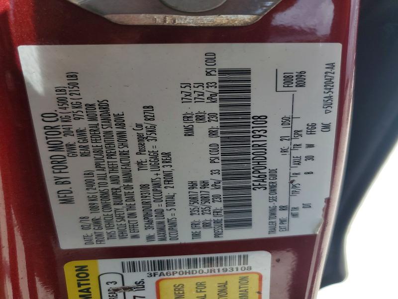 Продаж на аукціоні авто 2018 Ford Fusion, vin: 3FA6P0HD0JR193108, номер лоту: 53531626