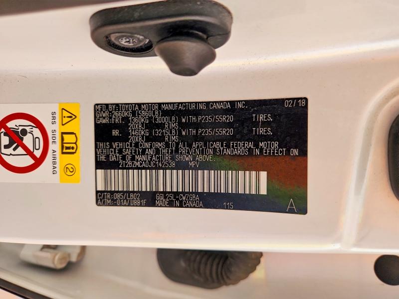 Продажа на аукционе авто 2018 Lexus Rx 350, vin: 2T2BZMCA0JC142538, номер лота: 54876416