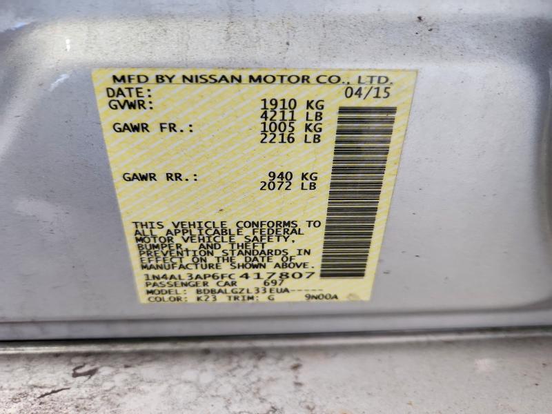 Aukcja sprzedaży 2015 Nissan Altima, vin: 1N4AL3AP6FC417807, numer aukcji: 53057826