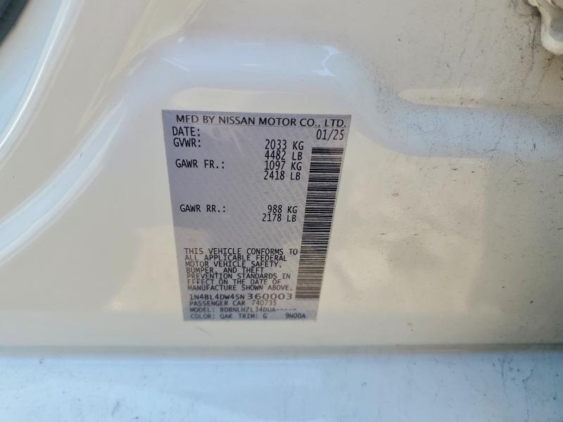 Продажа на аукционе авто 2025 Nissan Altima, vin: 1N4BL4DW4SN360003, номер лота: 54146266