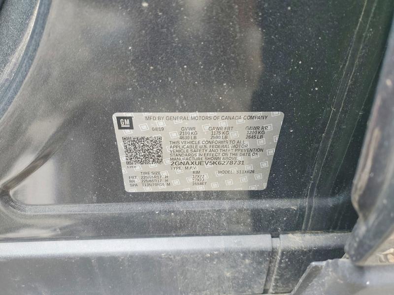 Продажа на аукционе авто 2019 Chevrolet Equinox, vin: 2GNAXUEV5K6278731, номер лота: 53293046