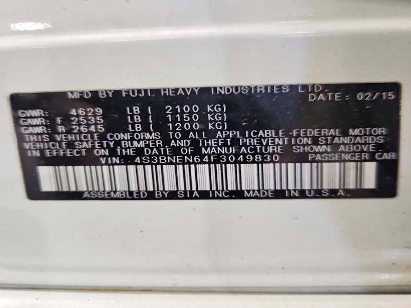 54634216 :رقم المزاد ، 4S3BNEN64F3049830 vin ، 2015 Subaru Legacy مزاد بيع