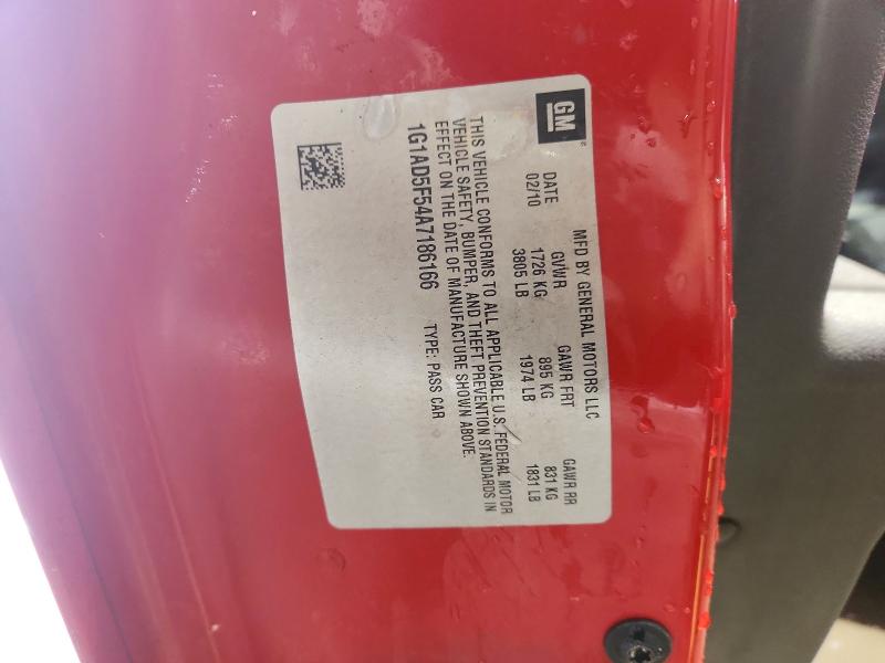 52488806 :رقم المزاد ، 1G1AD5F54A7186166 vin ، 2010 Chevrolet Cobalt مزاد بيع
