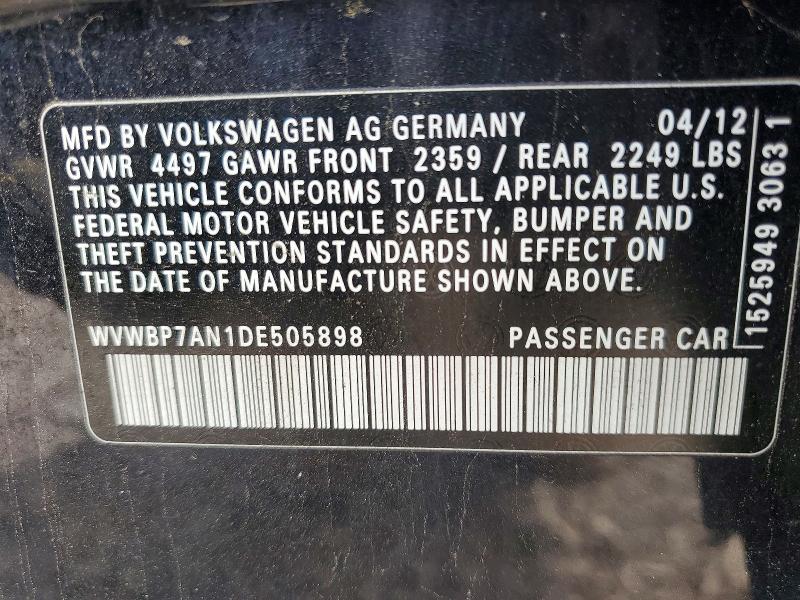 Продаж на аукціоні авто 2013 Volkswagen Cc, vin: WVWBP7AN1DE505898, номер лоту: 53646626