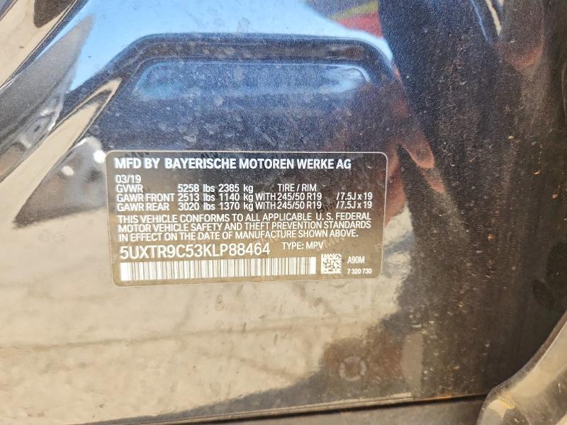 2019 Bmw X3 მანქანა იყიდება აუქციონზე, vin: 5UXTR9C53KLP88464, აუქციონის ნომერი: 53253116