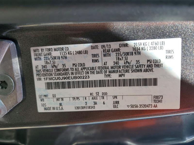 53455356 :رقم المزاد ، 1FMCU0J90EUB00223 vin ، 2014 Ford Escape مزاد بيع