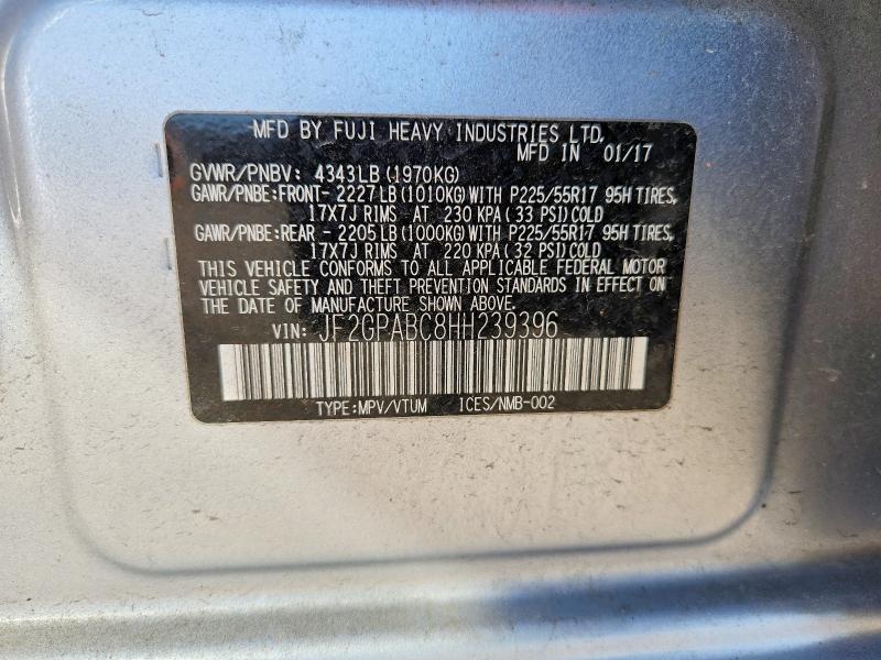 Aukcja sprzedaży 2017 Subaru Crosstrek, vin: JF2GPABC8HH239396, numer aukcji: 53317256