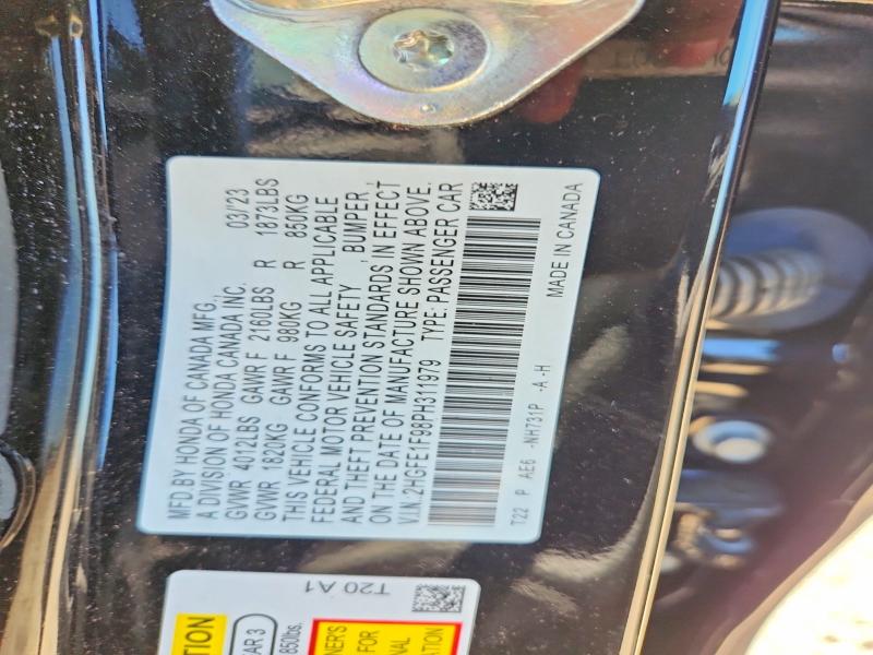 Aukcja sprzedaży 2023 Honda Civic, vin: 2HGFE1F98PH311979, numer aukcji: 55431796