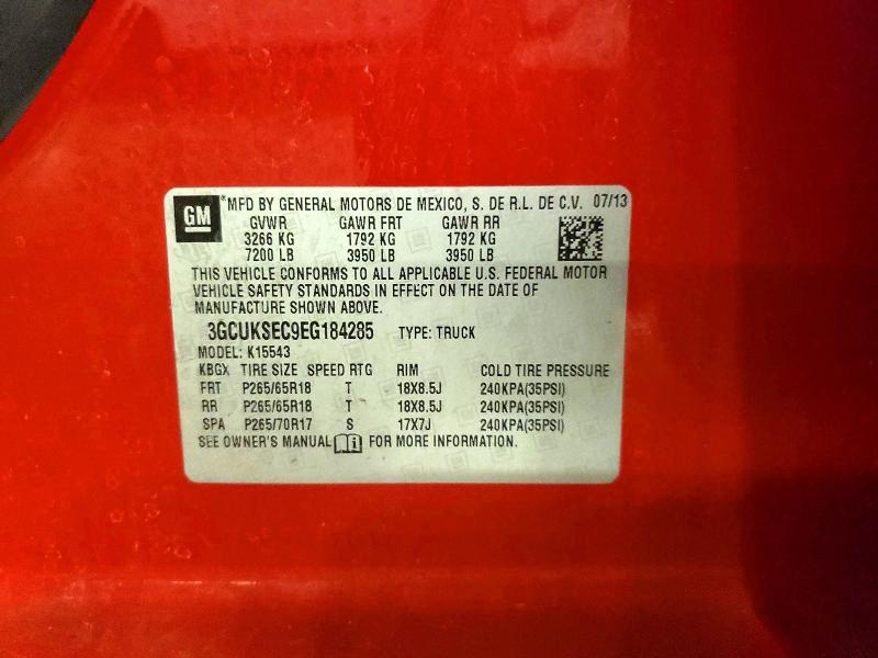 2014 Chevrolet Silverado მანქანა იყიდება აუქციონზე, vin: 3GCUKSEC9EG184285, აუქციონის ნომერი: 52335816