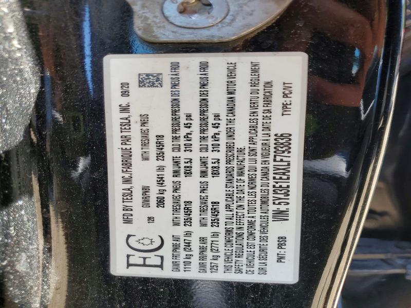 Продажа на аукционе авто 2020 Tesla Model 3, vin: 5YJ3E1EAXLF793836, номер лота: 54820426