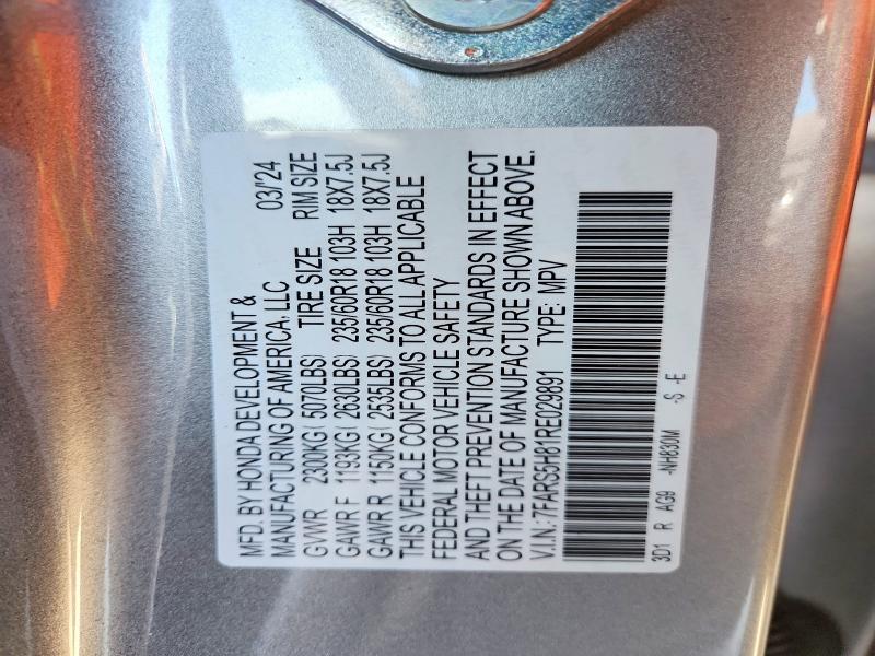 Aukcja sprzedaży 2024 Honda Cr-v, vin: 7FARS5H81RE029891, numer aukcji: 52599806