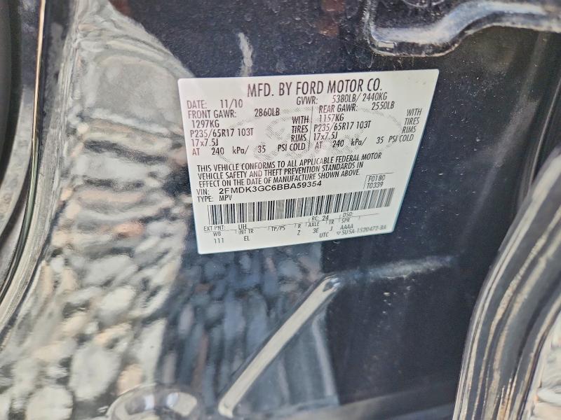 Продажа на аукционе авто 2011 Ford Edge, vin: 2FMDK3GC6BBA59354, номер лота: 54101836