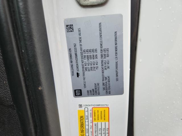 Aukcja sprzedaży 2021 Chevrolet Suburban, vin: 1GNSKFKD5MR333762, numer aukcji: 54604616