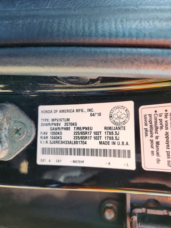 2010 Honda Cr-v მანქანა იყიდება აუქციონზე, vin: 5J6RE3H33AL801704, აუქციონის ნომერი: 53161266