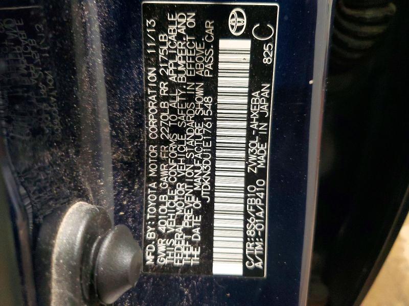 2014 Toyota Prius მანქანა იყიდება აუქციონზე, vin: JTDKN3DU1E1761548, აუქციონის ნომერი: 54053286