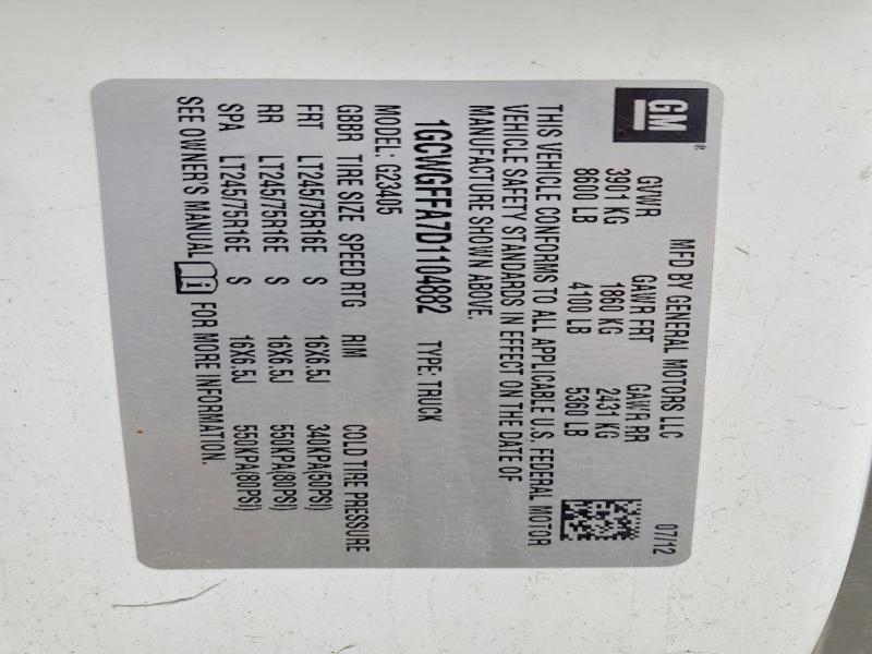 55608726 :رقم المزاد ، 1GCWGFFA7D1104882 vin ، 2013 Chevrolet Express G2500 مزاد بيع