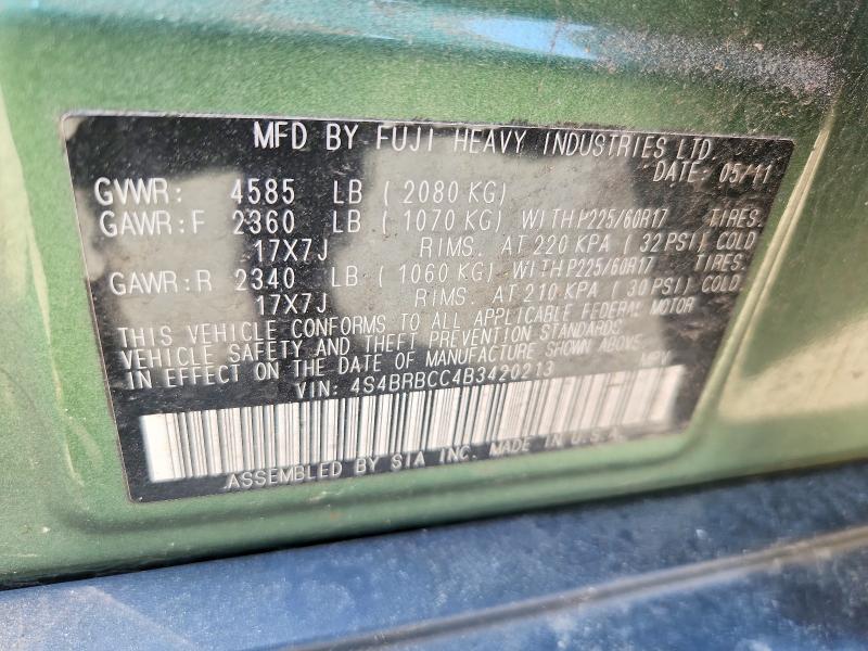 2011 Subaru Outback მანქანა იყიდება აუქციონზე, vin: 4S4BRBCC4B3420213, აუქციონის ნომერი: 52483736