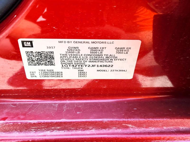 Aukcja sprzedaży 2018 Gmc Sierra, vin: 1GT42YEY2JF143622, numer aukcji: 54609846