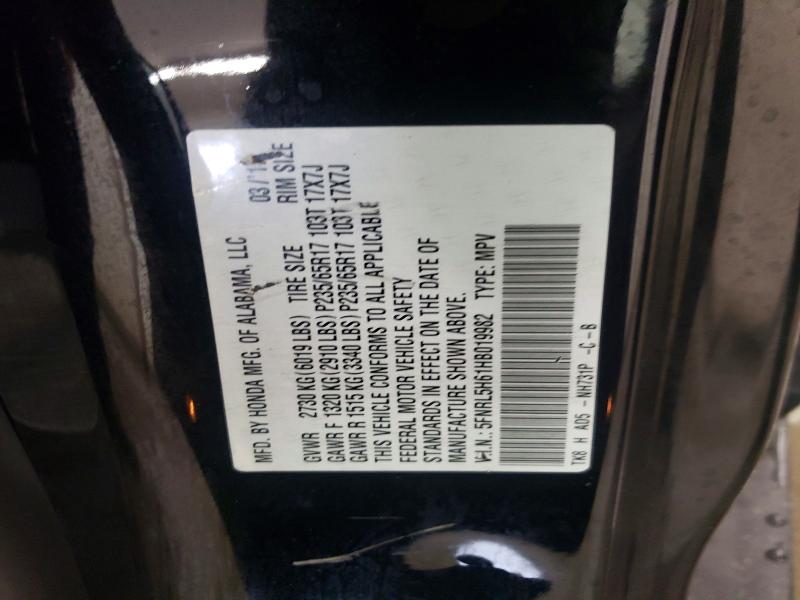 Aukcja sprzedaży 2017 Honda Odyssey, vin: 5FNRL5H61HB019982, numer aukcji: 54652646