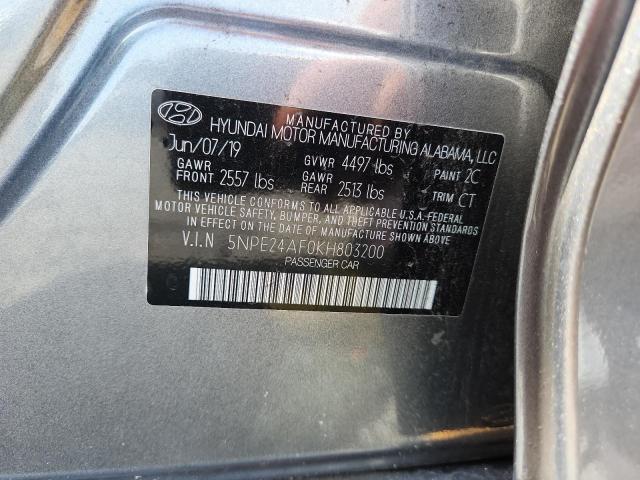 54227246 :رقم المزاد ، 5NPE24AF0KH803200 vin ، 2019 Hyundai Sonata مزاد بيع