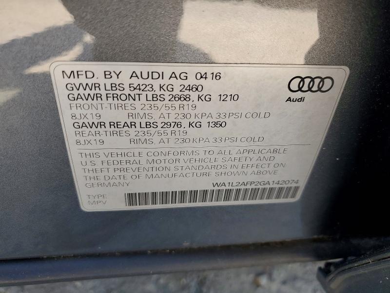 Aukcja sprzedaży 2016 Audi Q5, vin: WA1L2AFP2GA142074, numer aukcji: 51778576