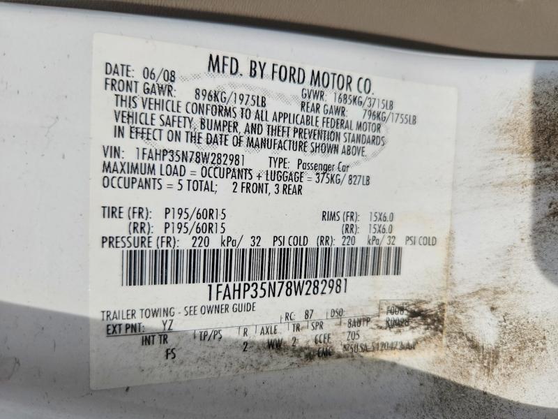 Aukcja sprzedaży 2008 Ford Focus, vin: 1FAHP35N78W282981, numer aukcji: 54827686