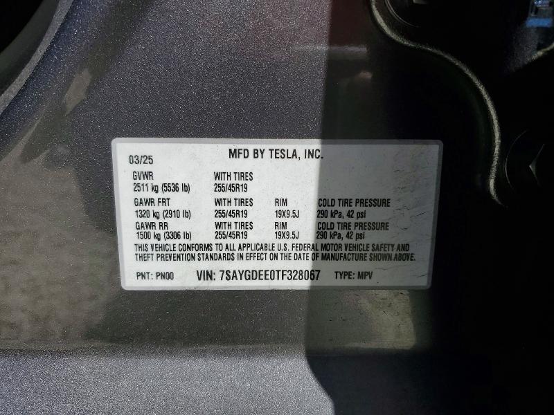 Продаж на аукціоні авто 2026 Tesla Model Y, vin: 7SAYGDEE0TF328067, номер лоту: 54724366