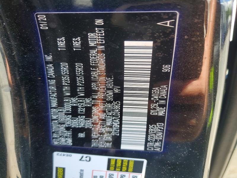 52559486 :رقم المزاد ، 2T2YGMDA7LC049825 vin ، 2020 Lexus Rx مزاد بيع