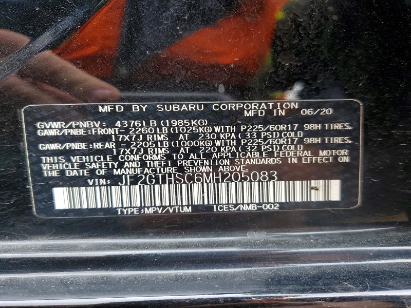 2021 Subaru Crosstrek მანქანა იყიდება აუქციონზე, vin: JF2GTHSC6MH205083, აუქციონის ნომერი: 53570886
