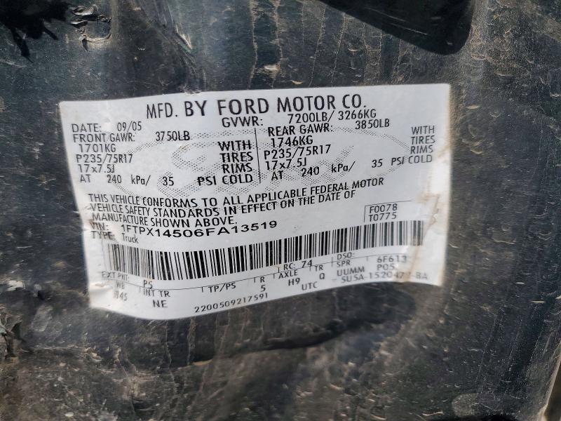 Продаж на аукціоні авто 2006 Ford F150, vin: 1FTPX14506FA13519, номер лоту: 54258036