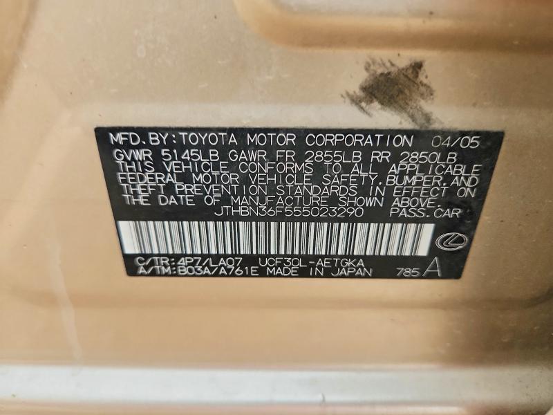 2005 Lexus Ls მანქანა იყიდება აუქციონზე, vin: JTHBN36F555023290, აუქციონის ნომერი: 52587416