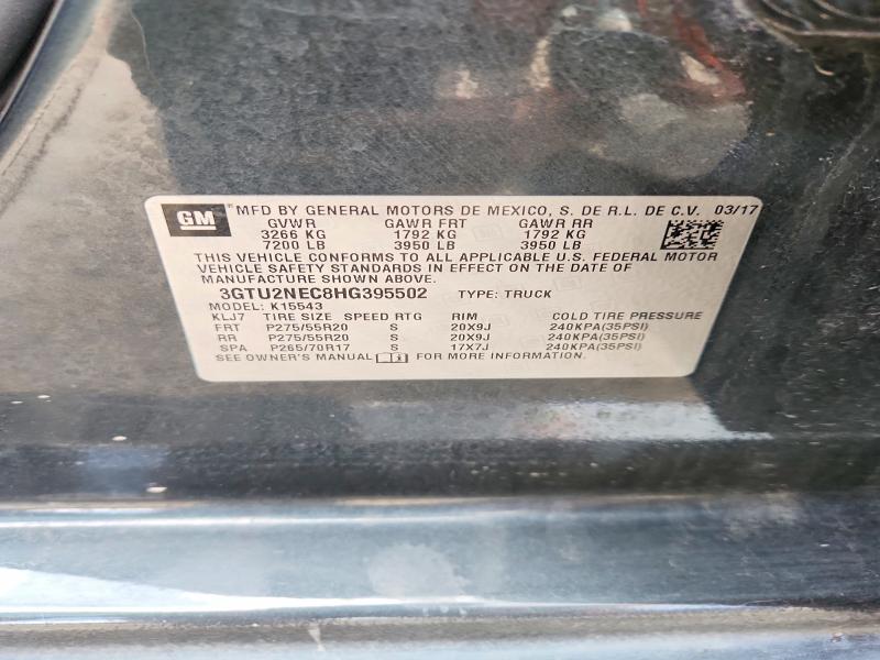 Продаж на аукціоні авто 2017 Gmc Sierra, vin: 3GTU2NEC8HG395502, номер лоту: 53445706