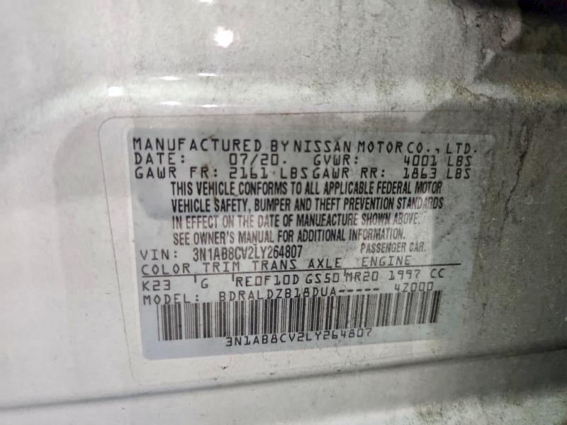52700736 :رقم المزاد ، 3N1AB8CV2LY264807 vin ، 2020 Nissan Sentra مزاد بيع