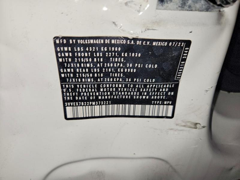 Aukcja sprzedaży 2023 Volkswagen Taos, vin: 3VVEX7B22PM373221, numer aukcji: 55088256