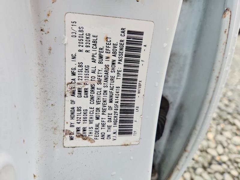 Auction sale of the 2015 Honda Accord, vin: 1HGCR2F85FA140416, lot number: 52567566