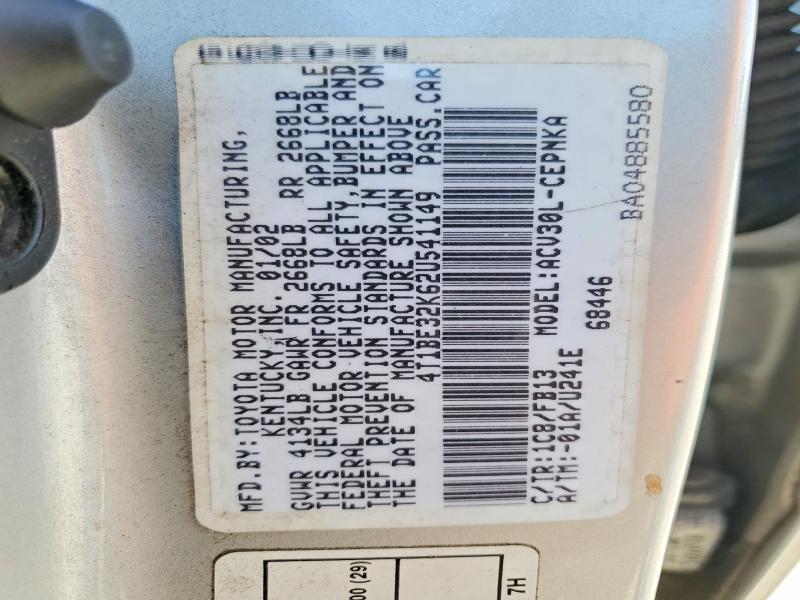 54001386 :رقم المزاد ، 4T1BE32K62U541149 vin ، 2002 Toyota Camry مزاد بيع