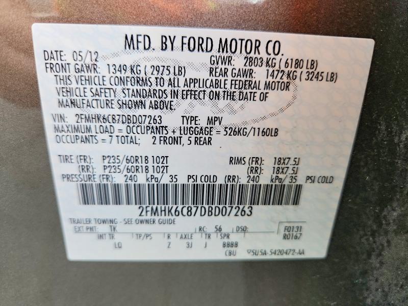 Продажа на аукционе авто 2013 Ford Flex, vin: 2FMHK6C87DBD07263, номер лота: 53156206