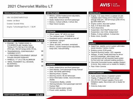 Продаж на аукціоні авто 2021 Chevrolet Malibu, vin: 1G1ZD5ST4MF071424, номер лоту: 54662036
