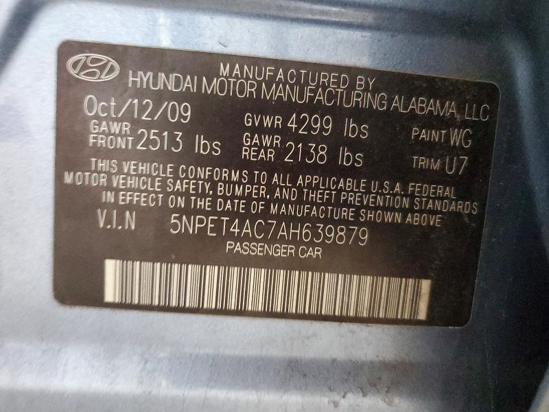 52216076 :رقم المزاد ، 5NPET4AC7AH639879 vin ، 2010 Hyundai Sonata مزاد بيع