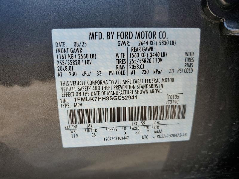 Aukcja sprzedaży 2025 Ford Explorer, vin: 1FMUK7HH8SGC52941, numer aukcji: 55376116