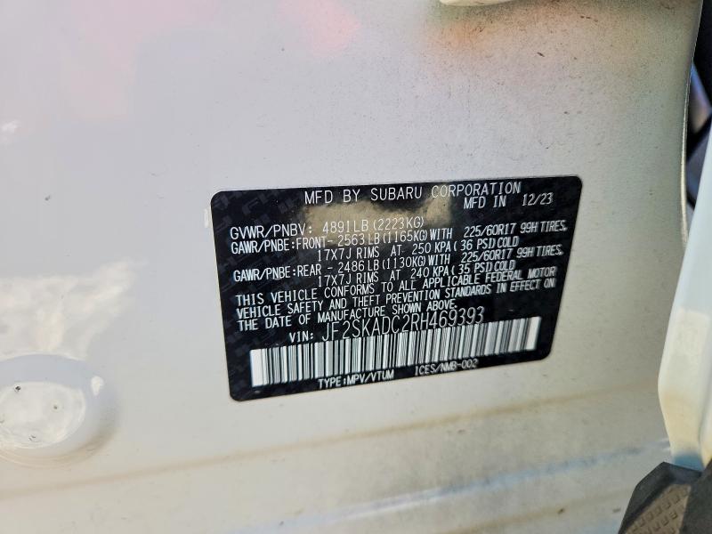 53470596 :رقم المزاد ، JF2SKADC2RH469393 vin ، 2024 Subaru Forester مزاد بيع