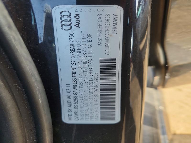 52460126 :رقم المزاد ، WAUBGAFC7CN026658 vin ، 2012 Audi A6 مزاد بيع