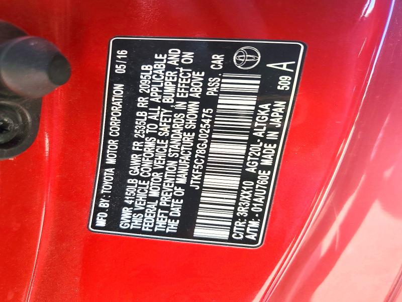 Продаж на аукціоні авто 2016 Scion Tc, vin: JTKJF5C78GJ025475, номер лоту: 54674946